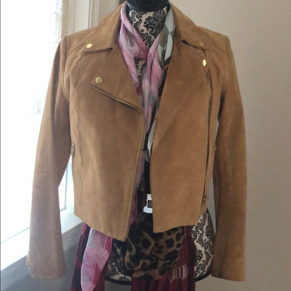 Tan leather jacket. Sz. S. Forever 21